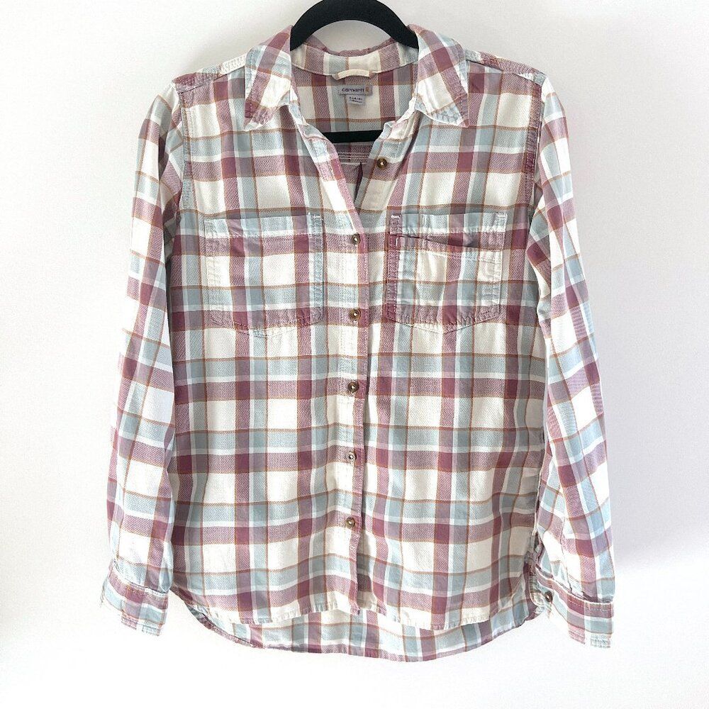 Carhartt Womens Fairview Plaid Button Up Long Sleeve Shirt Top Size Small